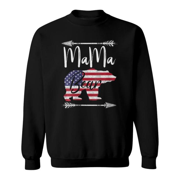 Womens Mama Bear American Flag Usa Fourth 4Th Of July Mom Gift V-Neck Sweatshirt