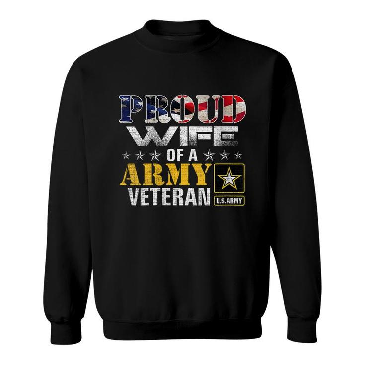 Womens Proud Wife Of A Army Veteran American Flag Military Gift  Sweatshirt