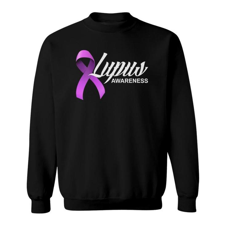 Womens Purple Ribbon Lupus Warrior Lupus Fighter Lupus Awareness Vneck Sweatshirt