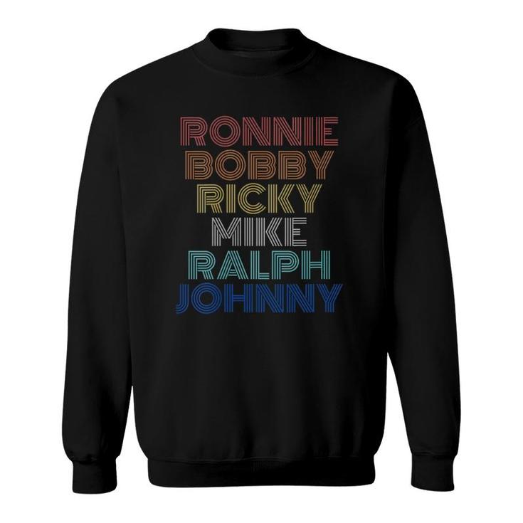 Womens Retro Vintage Ronnie Bobby Ricky Mike Ralph And Johnny V-Neck Sweatshirt