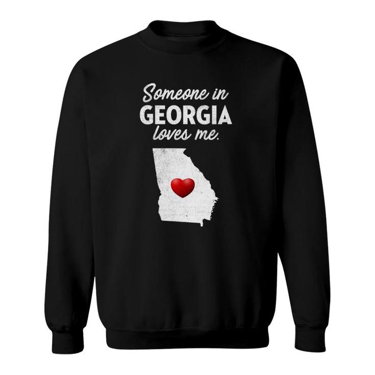 Womens Someone In Georgia Loves Me - Georgia  Ga V-Neck Sweatshirt