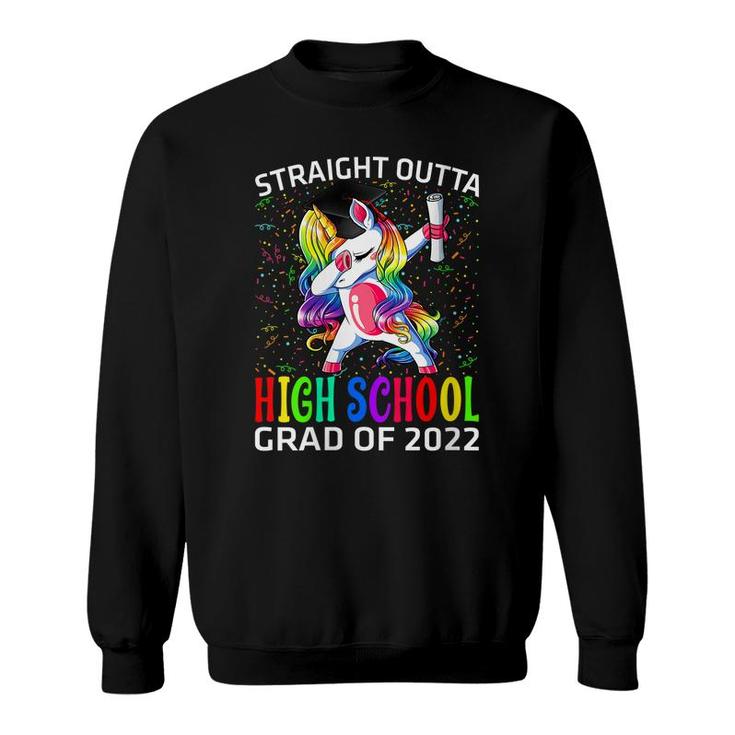 Womens Straight Outta High School Grad Of 2022 Unicorn Graduate  Sweatshirt