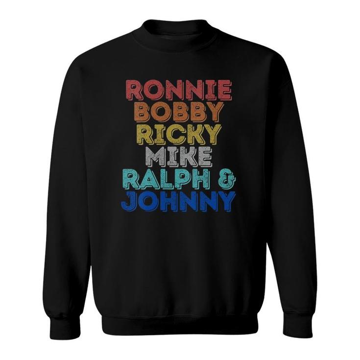 Womens Vintage Retro Ronnie Bobby Ricky Mike Ralph And Johnny V-Neck Sweatshirt
