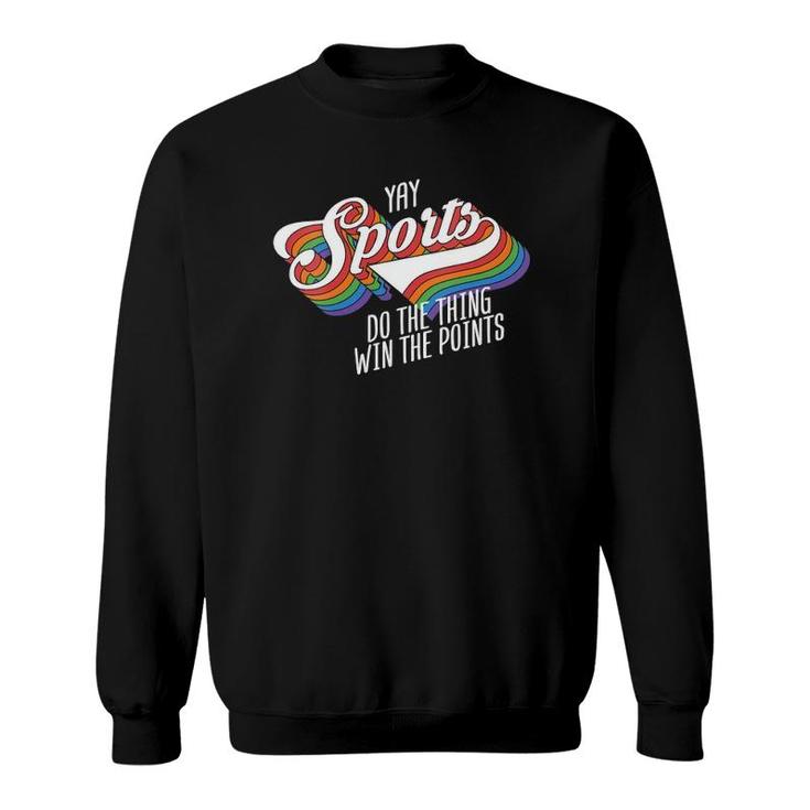 Womens Yay Sports Do Thing Win Points Retro Vintage 70S Style Gift V-Neck Sweatshirt