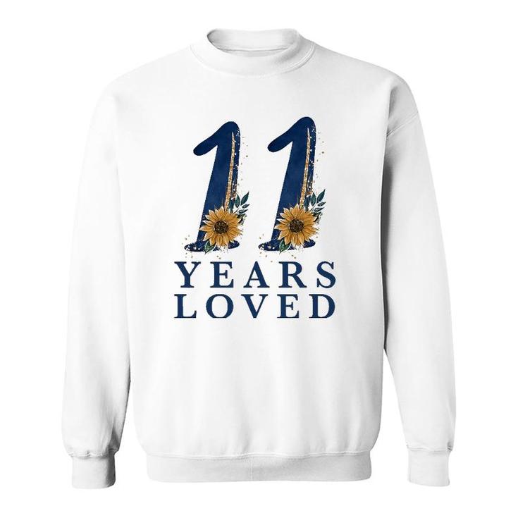 11 Years Old 11Th Birthday For Girls 11 Years Loved Sweatshirt