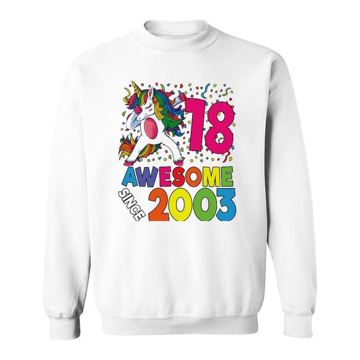18Th Birthday Dabbing Unicorn Party Gift 18 Years Old Girl Sweatshirt