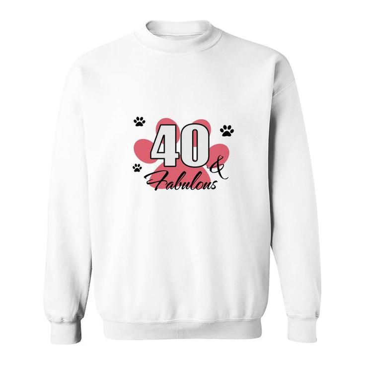 40 Happy Birthday 40Th Pink Paw Print Cat Animal Sweatshirt