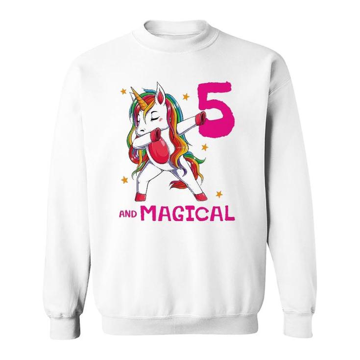 5 And Magical Girls 5Th Birthday Unicorn 5 Years Old Girl Sweatshirt