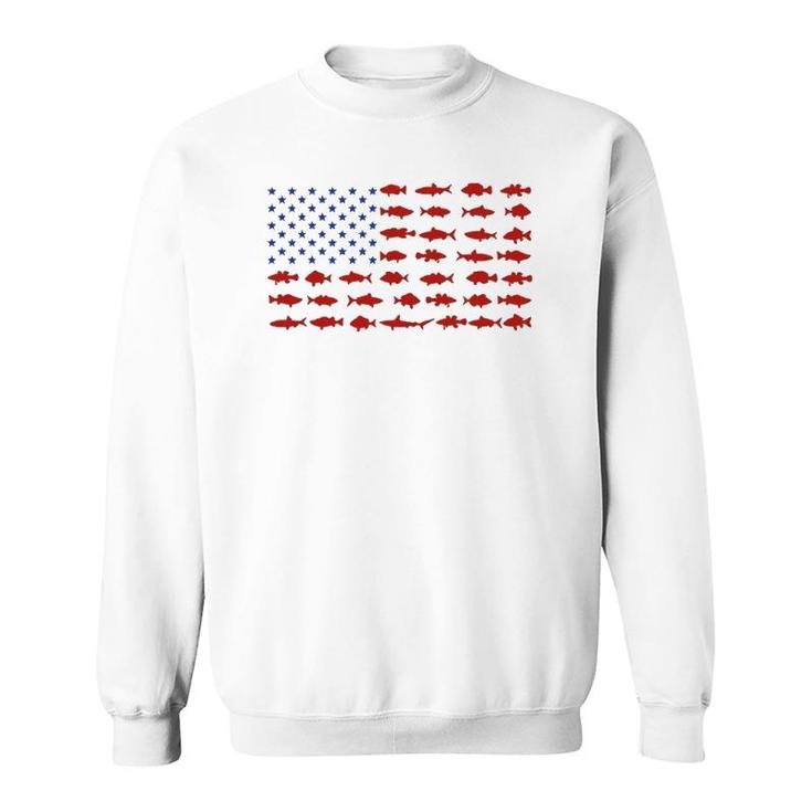 American Flag Fishing Theme Patriotic For Men Women Kids Sweatshirt