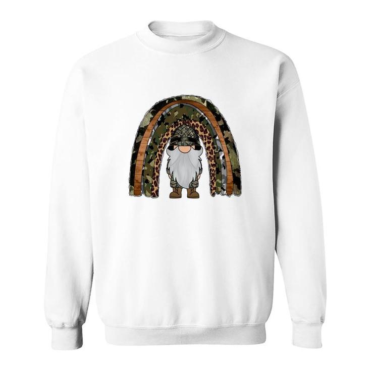 Army Rainbow Gnome Hero Dad Gift Idea Sweatshirt