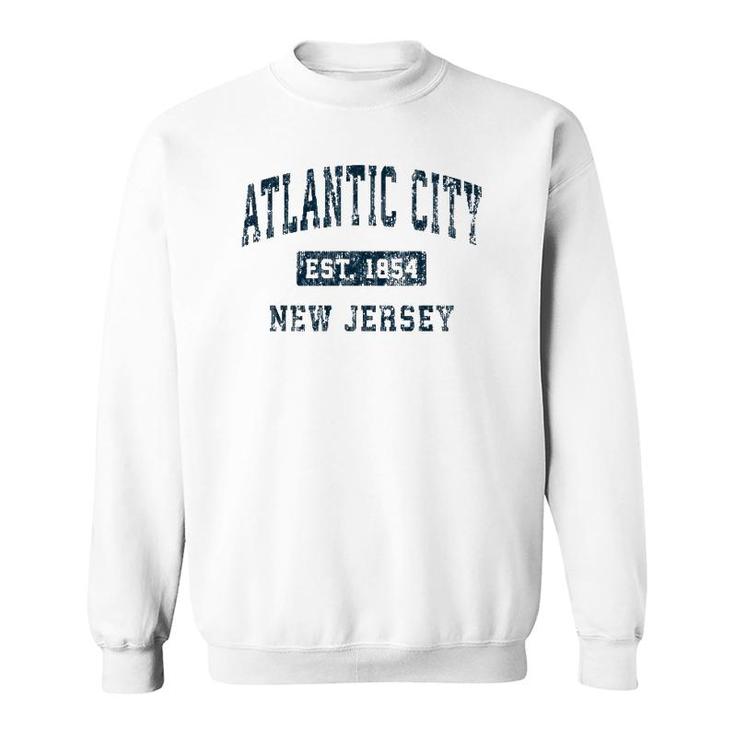 Atlantic City New Jersey Nj Vintage Sports Design Navy Print  Sweatshirt