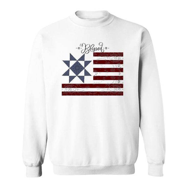 Barn Quilt July 4Th Gifts Vintage Usa Flag S Sweatshirt