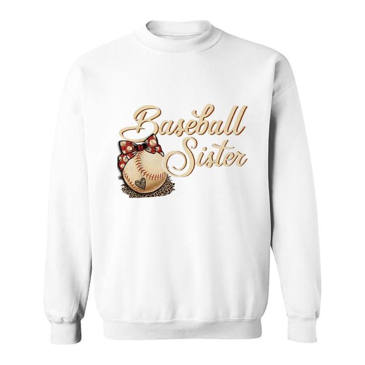 Baseball Sister Leopard Girl Softball Big Sister  Sweatshirt