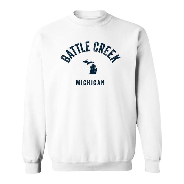 Battle Creek Michigan Mi Vintage 70S Sports Navy Print Sweatshirt