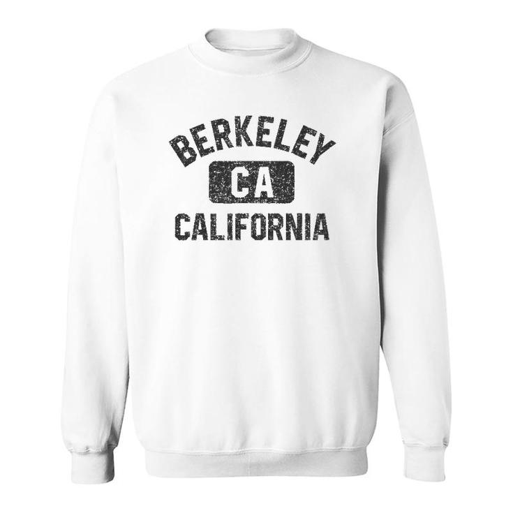 Berkeley California Gym Style Black W Distressed Black Print Sweatshirt