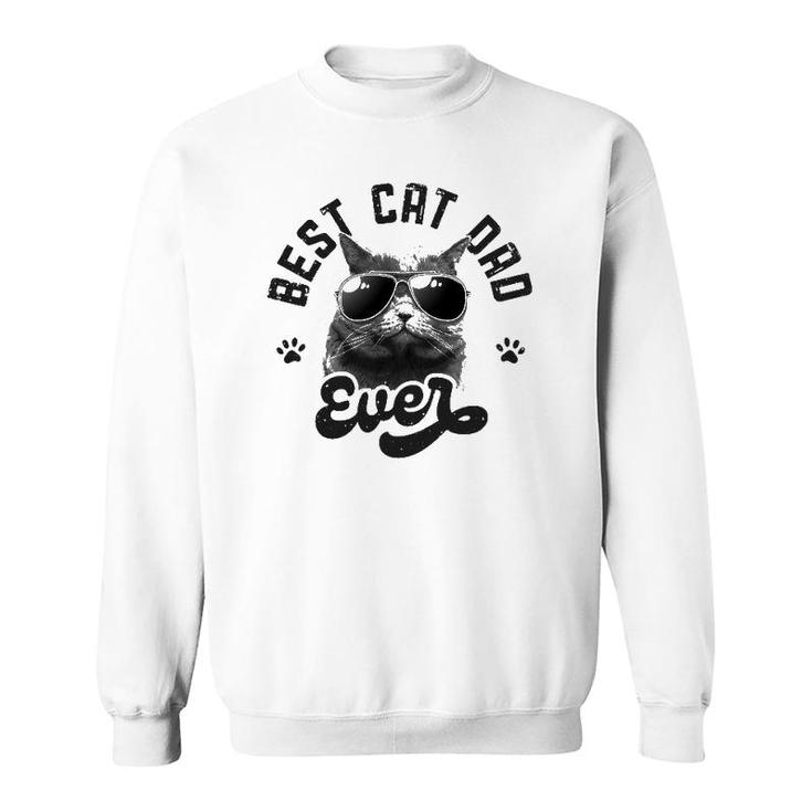 Best Cat Dad Ever Funny Daddy Fathers Day Retro Vintage Men Sweatshirt