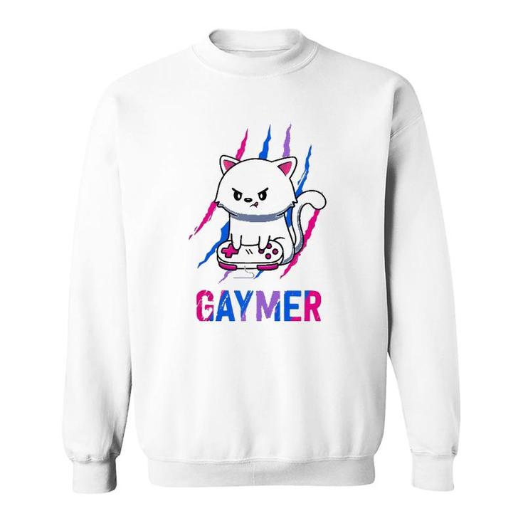 Bisexual Gaymer Geek Pride Lgbt Video Game Lovers Gift Cat  Sweatshirt