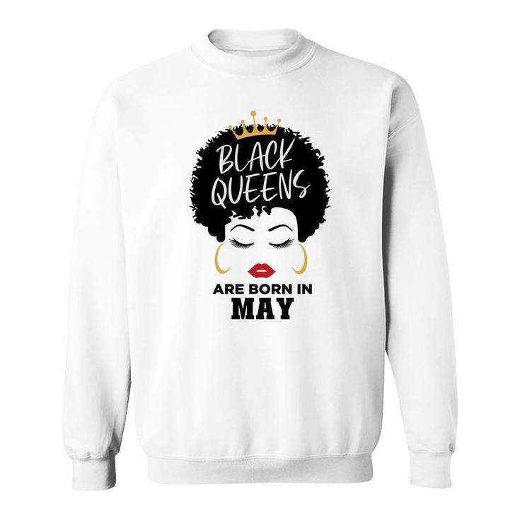 Black Queens Are Born In May Birthday Curly Hair Girl Sweatshirt