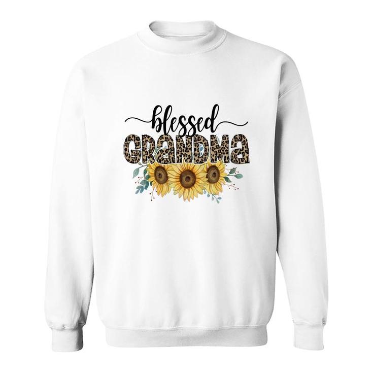 Blessed Grandma Sunflower Leopard Vintage Mothers Day Sweatshirt