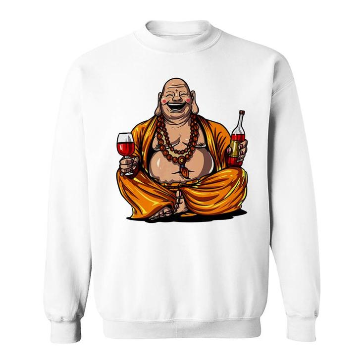 Buddha Wine Drinking Yoga Meditation Spiritual Sweatshirt