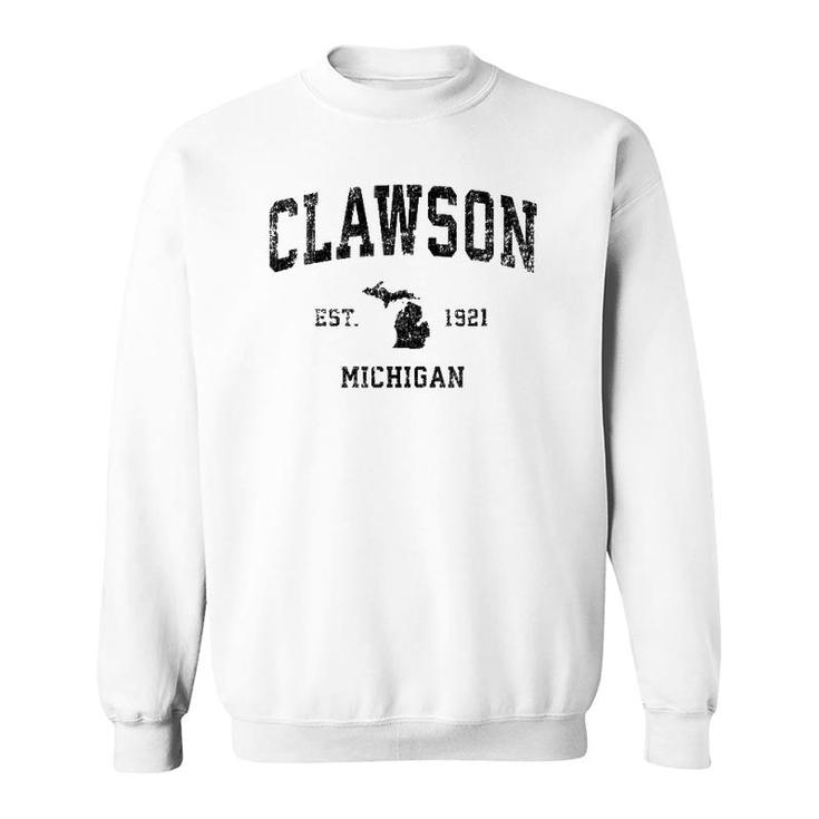 Clawson Michigan Mi Vintage Sports Design Black Print Sweatshirt