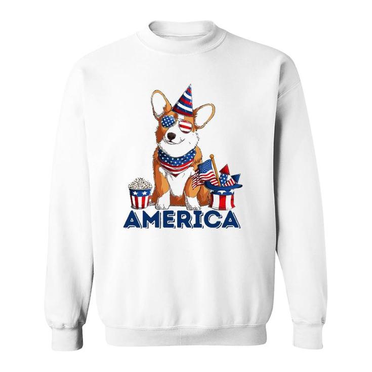Corgi Dog American Flag Sunglasses Patriotic 4Th July Merica Sweatshirt