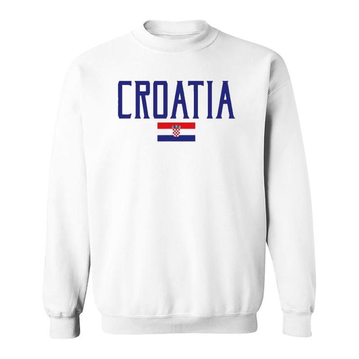 Croatia Flag Vintage Blue Text Sweatshirt