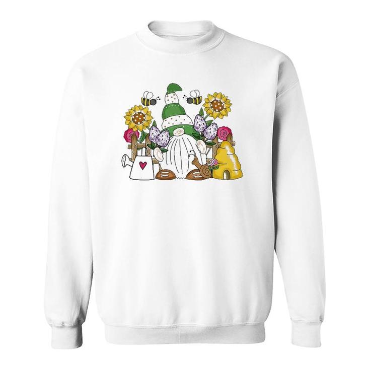 Cute Flower Garden Gnome With Bees And Flowers Gift Gardener Sweatshirt