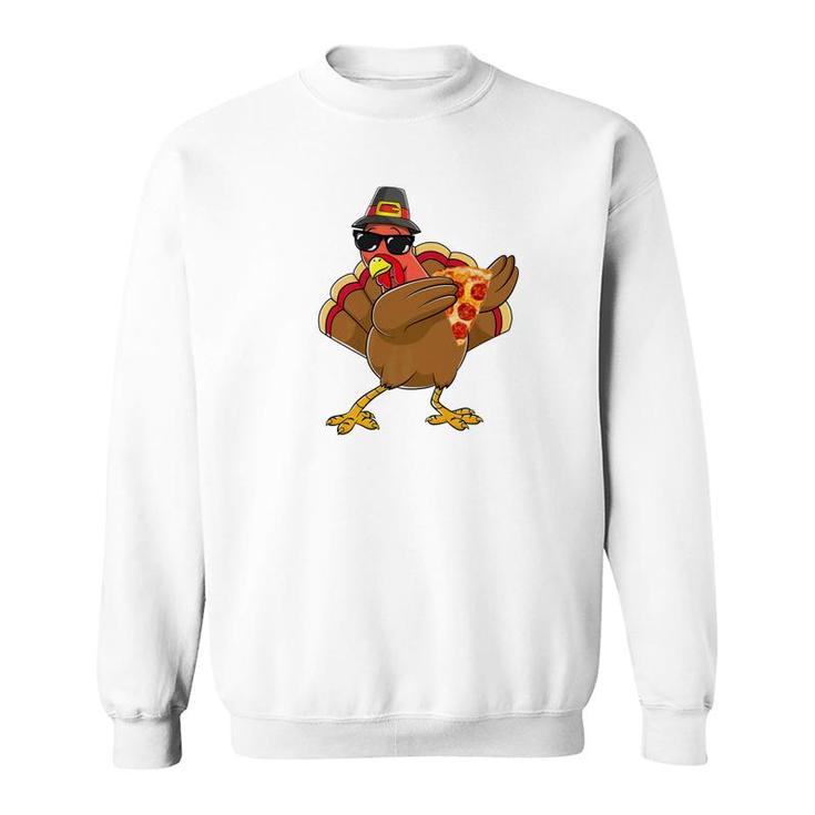 Cute Save A Turkey Eat Pizza Thanksgiving Kids Adult V Sweatshirt