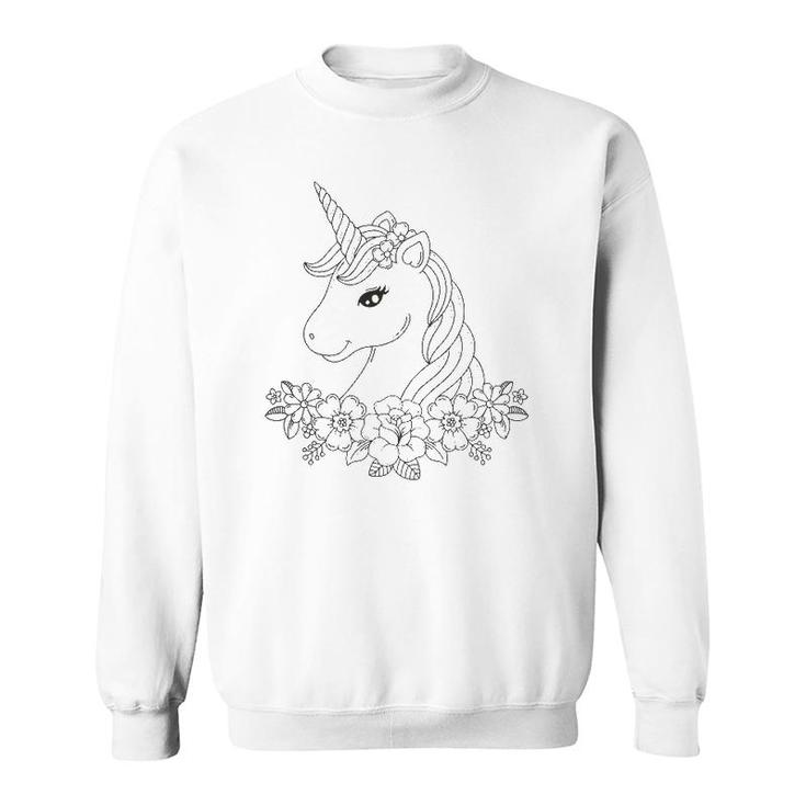 Cute Unicorn To Paint And Color In For Children Sweatshirt