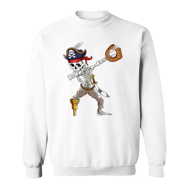 Dab Skeleton  Dabbing Skeleton Pirate Baseball Sweatshirt