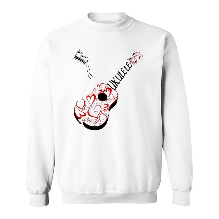 Fancy Ukulele And Hearts Design Sweatshirt