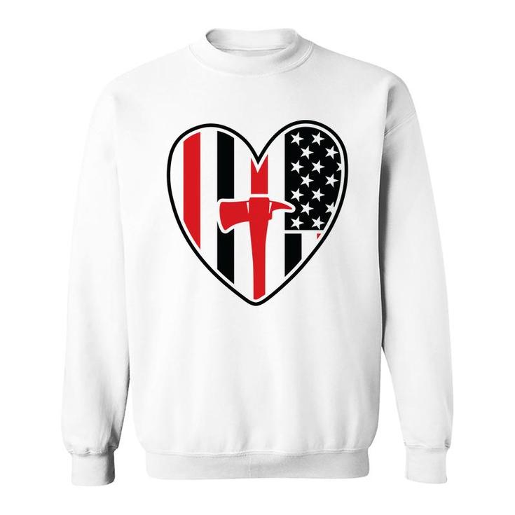 Firefighter Usa Flag Red Heart Gift For Firefighter Sweatshirt