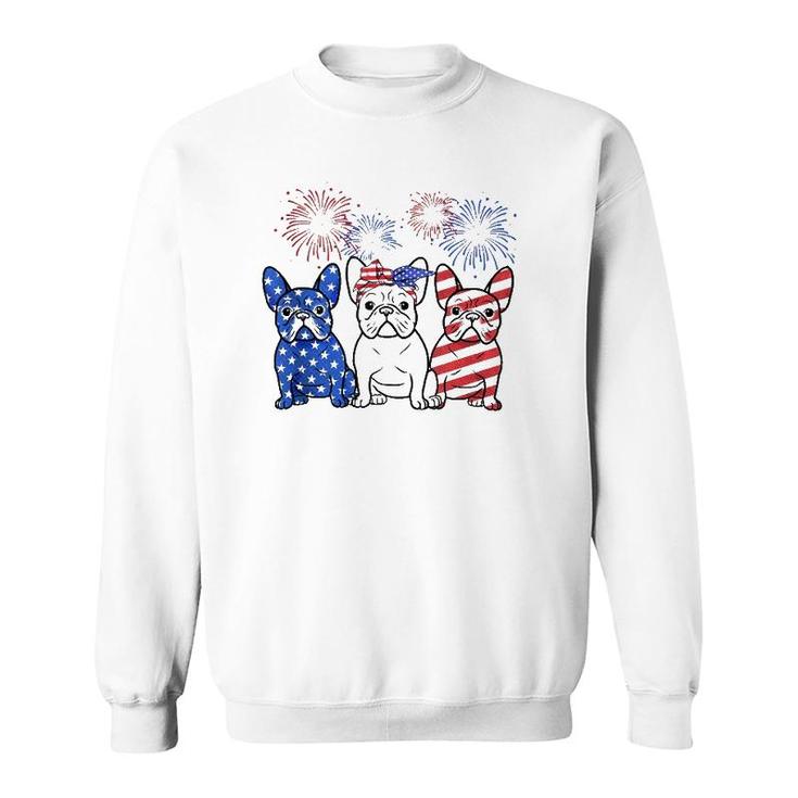 French Bulldog American Flag 4Th Of July Independence Days  Sweatshirt