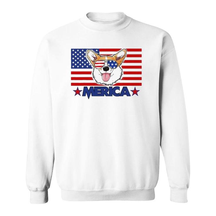 Funny Corgi Dog Merica 4Th Of July Independence Day Sweatshirt