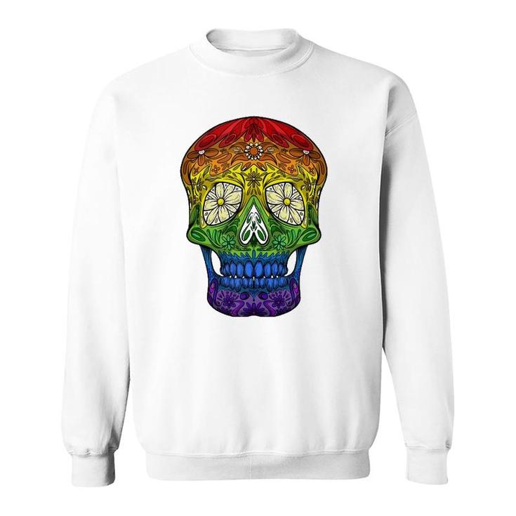 Funny Sugar Skull Gift For Men Women Cool Lgbt Pride Flag  Sweatshirt