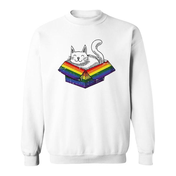 Gay Cat Pride Rainbow Cute Kitten Kitty Proud Lgbt Q Ally Sweatshirt