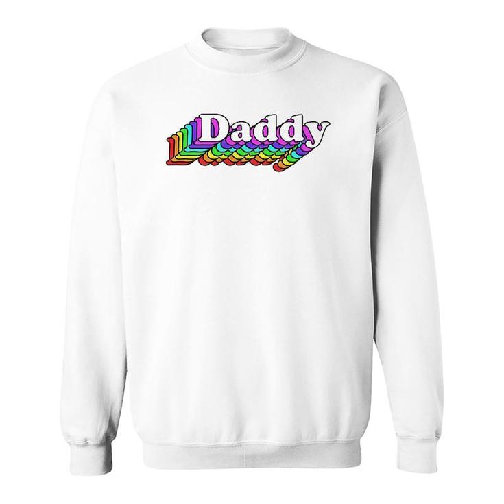 Gay Daddy Bear Retro Style Lgbt Rainbow Lgbtq Pride Daddy  Sweatshirt