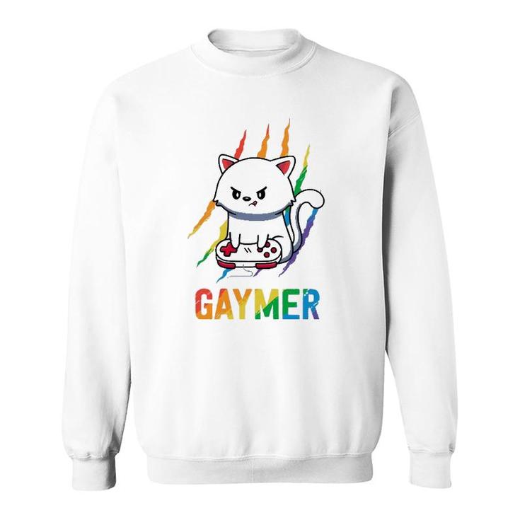Gaymer Lgbt Cat Pride  Rainbow Video Game Lovers Gift  Sweatshirt