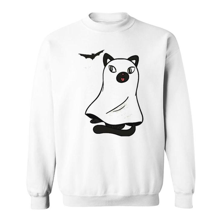 Ghost Cat Kitty Kitten Halloween Sweatshirt
