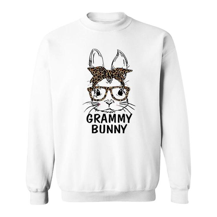 Grammy Bunny Face Leopard Print Glasses Easter Day Sweatshirt