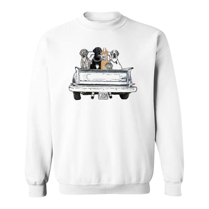 Great Danes In A Pickup Truck Top For Men - Large Dog Dad Sweatshirt