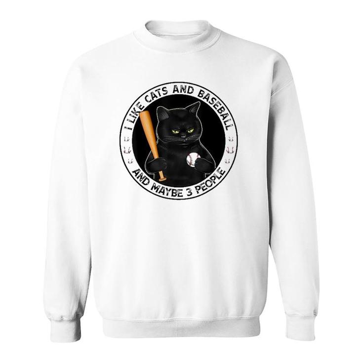 I Like Cats And Baseball And Maybe 3 People Vintage Sweatshirt