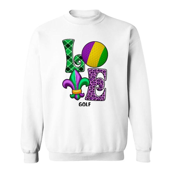 I Love Mardi Gras Golf Plaid Leopard Men Women Kids Sweatshirt