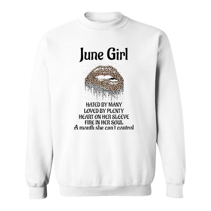 June Birthday Girl Leopard Dripping Lips Sweatshirt