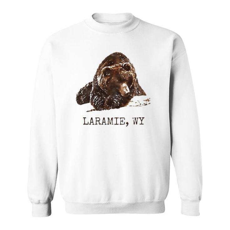 Laramie Wy Brown Grizzly Bear In Snow Wyoming Gift Sweatshirt