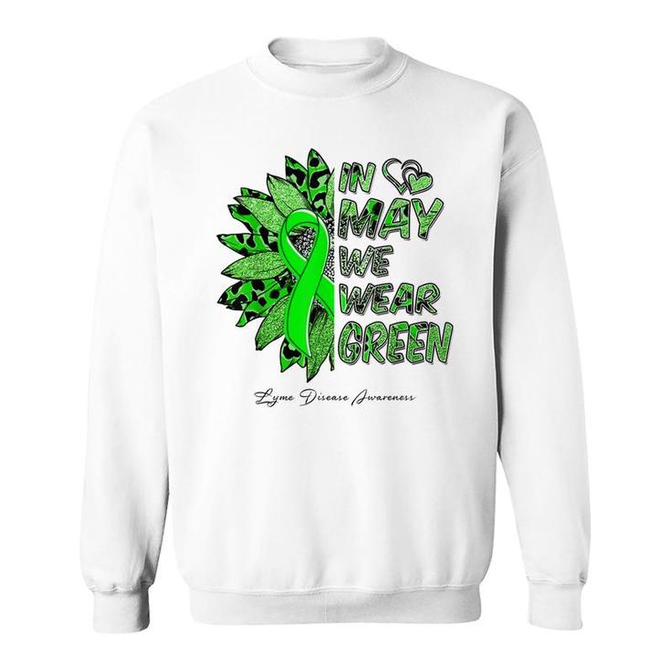 Leopard Daisy In May We Wear Green Lyme Disease Awareness  Sweatshirt