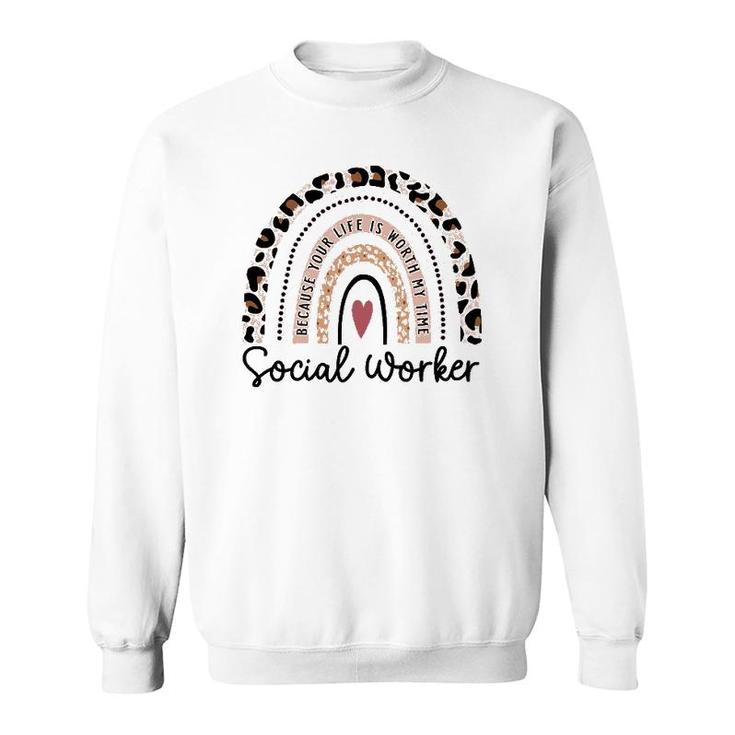 Leopard Rainbow Social Worker Funny Social Worker Christmas Sweatshirt