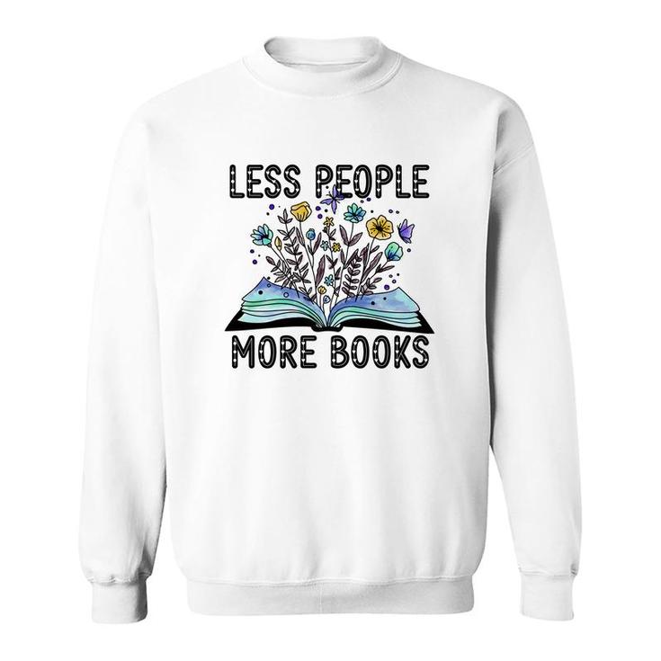 Less People More Books Teacher Black Graphic Sweatshirt