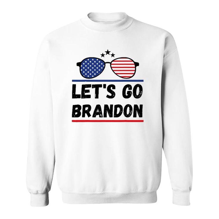 Lets Go Brandon Joe Biden Chant Impeach Biden Costume American Flag Sunglasses Sweatshirt